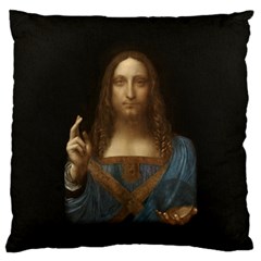 Salvator Mundi Leonardo Davindi 1500 Jesus Christ Savior Of The World Original Paint Most Expensive In The World Large Flano Cushion Case (one Side) by snek