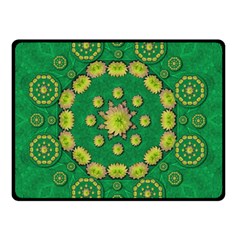 Fauna Bloom Mandalas On Bohemian Green Leaves Double Sided Fleece Blanket (small)  by pepitasart