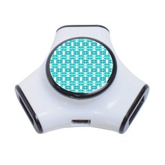 Teal White  Abstract Pattern 3-port Usb Hub by BrightVibesDesign