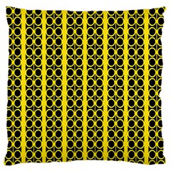 Circles Lines Black Yellow Large Flano Cushion Case (two Sides) by BrightVibesDesign