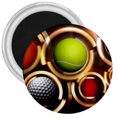 Sport Ball Tennis Golf Football 3  Magnets by HermanTelo