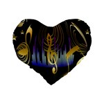 Background Level Clef Note Music Standard 16  Premium Flano Heart Shape Cushions Back