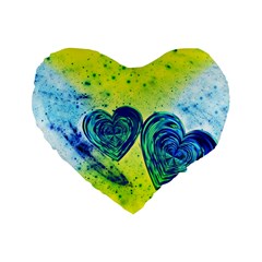 Heart Emotions Love Blue Standard 16  Premium Heart Shape Cushions by HermanTelo