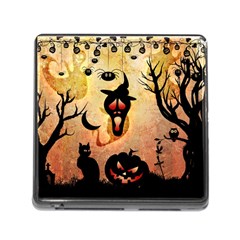 Funny Halloween Design, Pumpkin, Cat, Owl And Crow Memory Card Reader (square 5 Slot) by FantasyWorld7