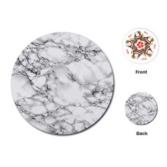 White Marble Texture Floor Background With Black Veins Texture Greek Marble Print Luxuous Real Marble Playing Cards Single Design (round) by genx