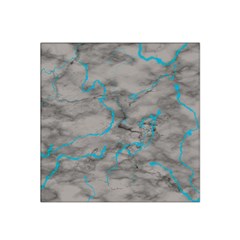 Marble Light Gray With Bright Cyan Blue Veins Texture Floor Background Retro Neon 80s Style Neon Colors Print Luxuous Real Marble Satin Bandana Scarf by genx