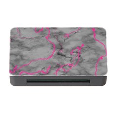Marble Light Gray With Bright Magenta Pink Veins Texture Floor Background Retro Neon 80s Style Neon Colors Print Luxuous Real Marble Memory Card Reader With Cf by genx