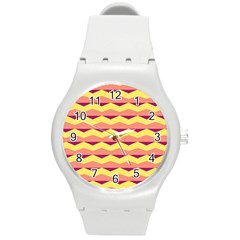 Background Colorful Chevron Round Plastic Sport Watch (m) by HermanTelo