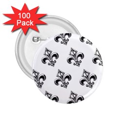 French France Fleur De Lys Metal Pattern Black And White Antique Vintage 2 25  Buttons (100 Pack)  by Quebec