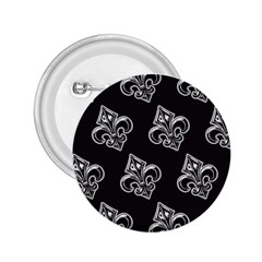 French France Fleur De Lys Metal Pattern Black And White Antique Vintage Black Rocker 2 25  Buttons by Quebec