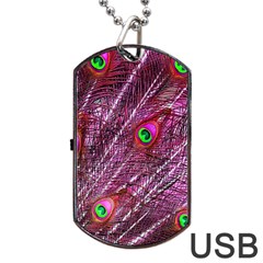 Peacock Feathers Color Plumage Dog Tag Usb Flash (one Side) by Sapixe