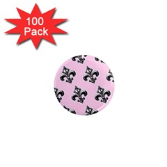 French France Fleur De Lys Metal Pattern Black And White Antique Vintage Pink And Black Rocker 1  Mini Magnets (100 Pack)  by Quebec