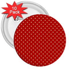 Pois Doré / Rouge 3  Buttons (10 Pack)  by kcreatif