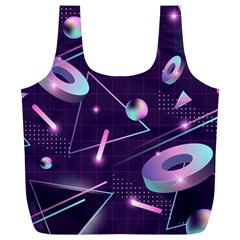 Retrowave Aesthetic Vaporwave Retro Memphis Pattern 80s Design Geometrical Shapes Futurist Pink Blue 3d Full Print Recycle Bag (xl) by genx