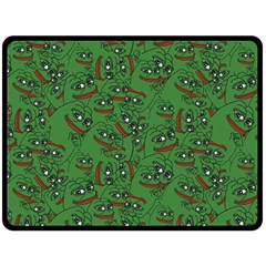 Pepe The Frog Perfect A-ok Handsign Pattern Praise Kek Kekistan Smug Smile Meme Green Background Fleece Blanket (large)  by snek