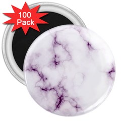 White Marble Violet Purple Veins Accents Texture Printed Floor Background Luxury 3  Magnets (100 Pack) by genx
