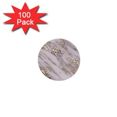 Marble With Metallic Gold Intrusions On Gray White Stone Texture Pastel Rose Pink Background 1  Mini Buttons (100 Pack)  by genx