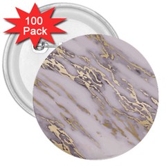Marble With Metallic Gold Intrusions On Gray White Stone Texture Pastel Rose Pink Background 3  Buttons (100 Pack)  by genx
