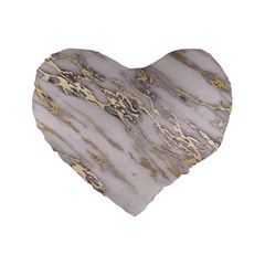 Marble With Metallic Gold Intrusions On Gray White Stone Texture Pastel Rose Pink Background Standard 16  Premium Heart Shape Cushions by genx