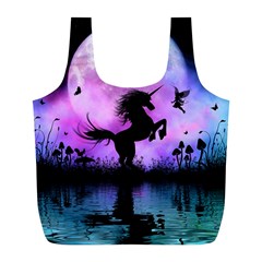 Wonderful Unicorn With Fairy In The Night Full Print Recycle Bag (l) by FantasyWorld7