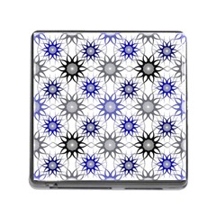 Pearl Pattern Floral Design Art Digital Seamless Blue Black Memory Card Reader (square 5 Slot) by Vaneshart