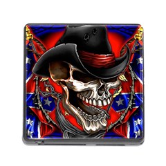 Confederate Flag Usa America United States Csa Civil War Rebel Dixie Military Poster Skull Memory Card Reader (square 5 Slot) by Sapixe