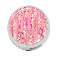 Pink Leaf Pattern 4-port Usb Hub (one Side) by designsbymallika