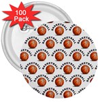Orange Basketballs 3  Buttons (100 pack)  Front