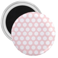 Pink And White Polka Dots 3  Magnets by mccallacoulture