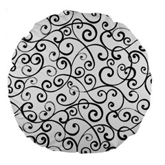 Black And White Swirls Large 18  Premium Round Cushions by mccallacoulture