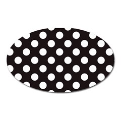 Black With White Polka Dots Oval Magnet by mccallacoulture