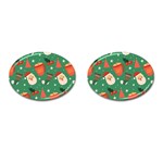 Colorful Funny Christmas Pattern Cufflinks (Oval) Front(Pair)