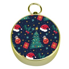 Colorful Funny Christmas Pattern Gold Compasses by Vaneshart