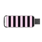 Black and Light Pastel Pink Large Stripes Goth Mime french style Portable USB Flash (Two Sides) Back