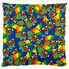 Clown World Pepe The Frog Honkhonk Meme Kekistan Funny Pattern Blue  Large Flano Cushion Case (one Side) by snek