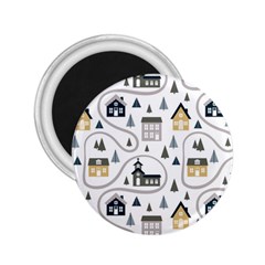 Abstract Seamless Pattern With Cute Houses Trees Road 2 25  Magnets by Vaneshart