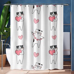 Seamless Pattern Cute Cat With Little Heart Hearts Shower Curtain 60  X 72  (medium)  by Wegoenart
