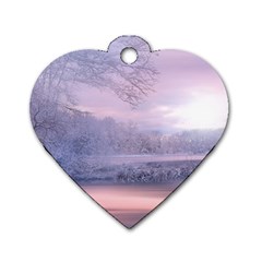 Nature Landscape Winter Dog Tag Heart (one Side) by Vaneshart