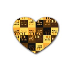 I Love Art Deco Typographic Motif Collage Print Heart Coaster (4 Pack)  by dflcprintsclothing