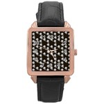 White Rose In Brown Rose Gold Leather Watch  Front