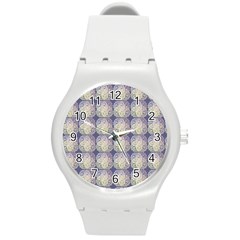 Doily Only Pattern Blue Round Plastic Sport Watch (m) by snowwhitegirl