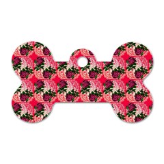 Doily Rose Pattern Watermelon Pink Dog Tag Bone (two Sides) by snowwhitegirl