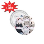 Cute Cat Couple Seamless Pattern Cartoon 1.75  Buttons (10 pack) Front