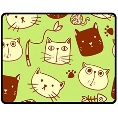 Cute Hand Drawn Cat Seamless Pattern Fleece Blanket (medium)  by Vaneshart