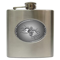 Decorative Clef, Zentangle Design Hip Flask (6 Oz) by FantasyWorld7