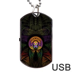 Fractal Abstract Background Pattern Dog Tag Usb Flash (one Side) by Wegoenart