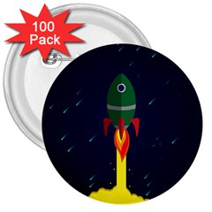Rocket Halftone Astrology Astronaut 3  Buttons (100 Pack)  by Wegoenart