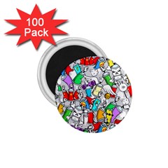 Graffiti Characters Seamless Pattern 1 75  Magnets (100 Pack)  by Nexatart