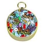 Graffiti Characters Seamless Patternm Gold Compasses Front