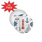 Nautical Elements Pattern Background 1.75  Buttons (10 pack) Front